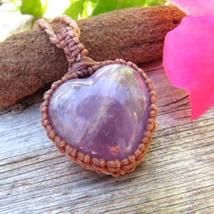 Amethyst heart macrame necklace, gift ideas for the jewelry lover, for the mom, mothers day gift ideas, the boho beauty, earthauracreations