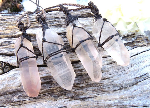 Lemurian Quartz Crystal Macrame Necklace Set Empath Gifts
