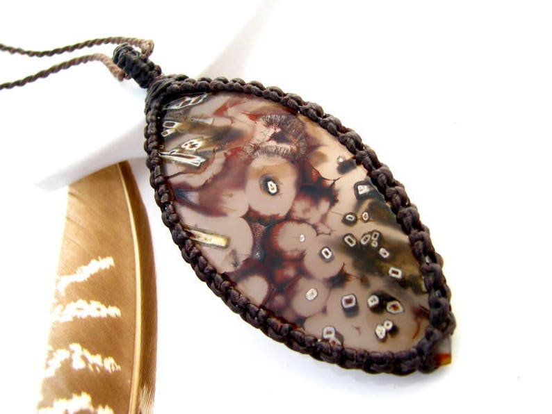 Turkish Stick Sagenite Agate Necklace Agate Necklace Macrame necklace Exotic stones Stone jewelry Healing crystals and gemstones