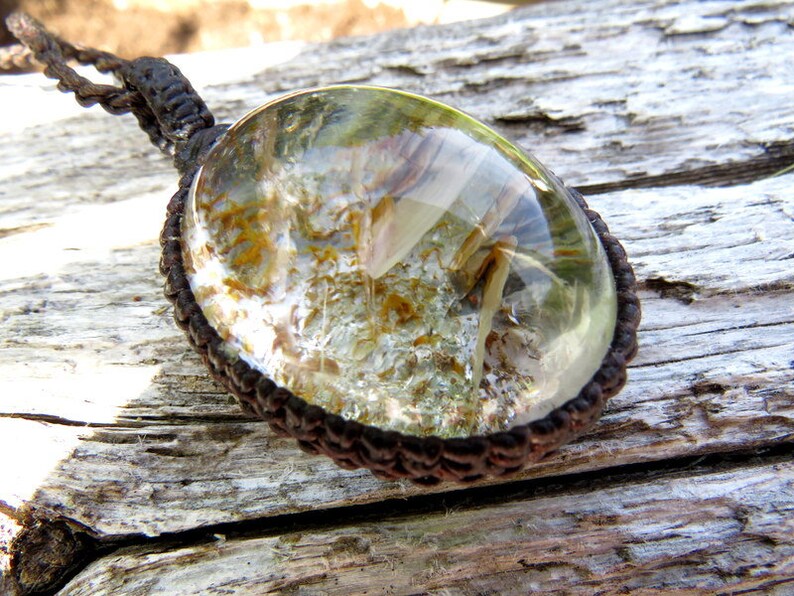 Healing crystal necklace Fairy pendant Lodalite jewelry macrame jewelry Garden Quartz Necklace macrame necklace macrame jewelry