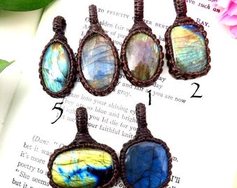 Labradorite Necklace, macrame pendant, mothers day gift for her, boho beauty, jewelry lover