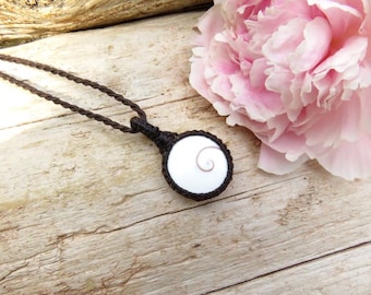 Shiva eye shell macrame necklace, unique gifts for teens, gift ideas for the surfer, coastal grandma, shell necklace, seashell necklace