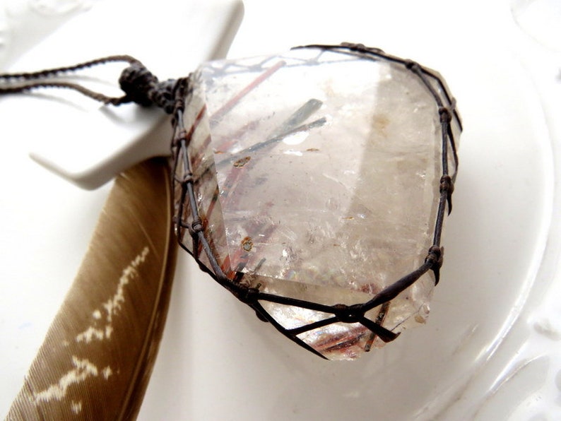 Modern Jewelry, Metaphysical RARE Epidote included Quartz Necklace Healing stones and crystals Epidote jewelry crystal necklace