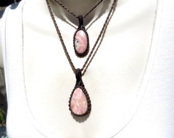 Peruvian Pink Opal Necklace set, Pink Gemstone necklace, pink opal pendant, pink opal jewelry, peru opal, stacking necklace set, layering