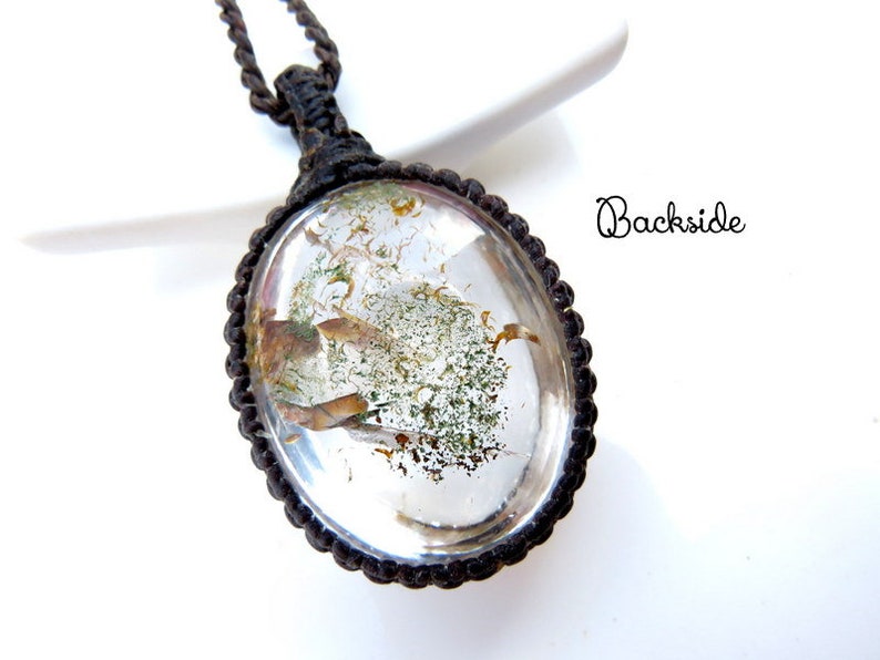 Healing crystal necklace Fairy pendant Lodalite jewelry macrame jewelry Garden Quartz Necklace macrame necklace macrame jewelry