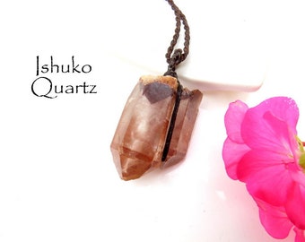 Ishuko Red Phantom Quartz necklace, red phantom quartz, crystal pendant, phantom quartz pendant, red quartz crystal, quartz crystal for sale