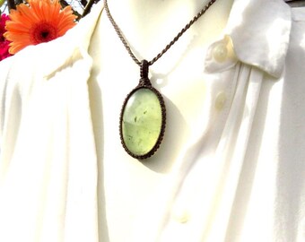 Moederdagcadeau voor haar, prehniet macramé ketting, prehniet sieraden, macramé ketting, groene edelsteen, positieve energie, cadeau voor vriend
