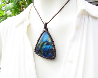 Blue Labradorite gemstone necklace, teardrop gemstone necklace, statement jewelry, christmas gift ideas for her, for mom, wife gift dea