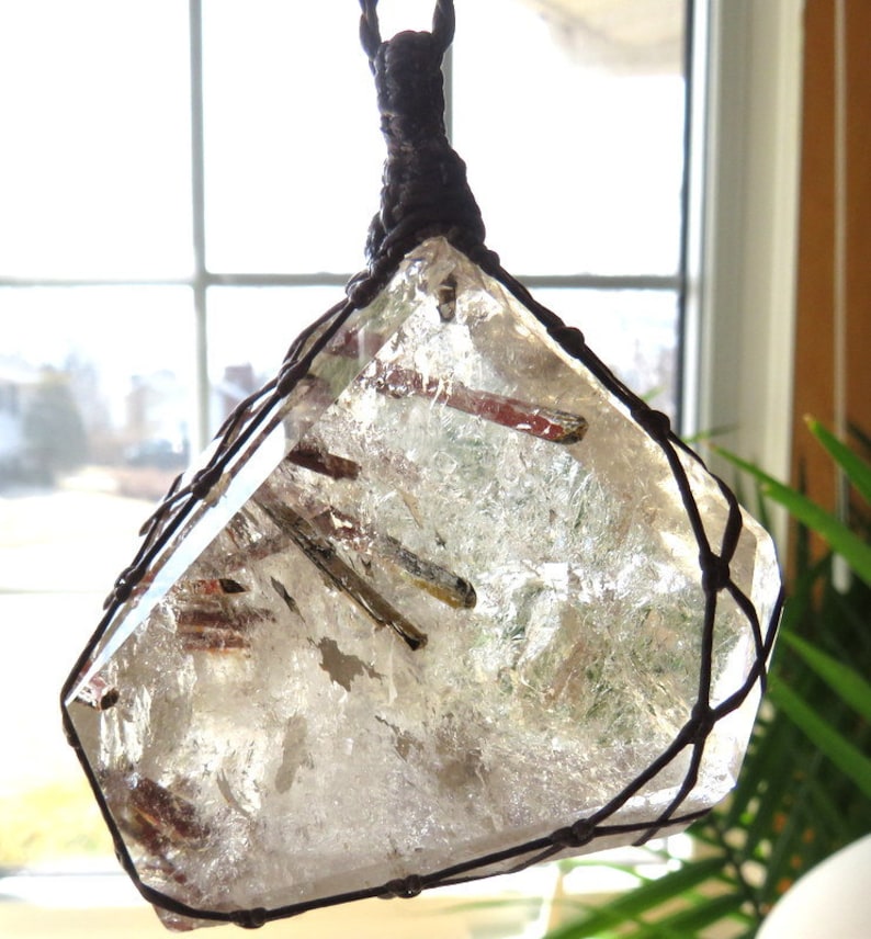 Modern Jewelry, Metaphysical RARE Epidote included Quartz Necklace Healing stones and crystals Epidote jewelry crystal necklace