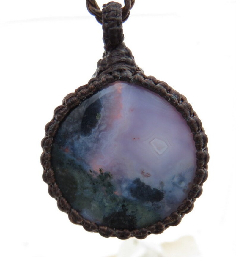 RESERVED FOR CHRISTINA Gift for her gift ideas for her necklace Macrame necklace Rare Purple Moss Agate pendant Agate necklace