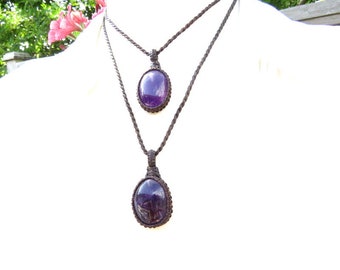 Amethyst layered necklace set, amethyst macrame necklaces, macrame jewelry, Jewelry set, Healing Crystal Necklace, 50th birthday friend
