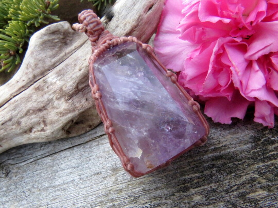 Amethyst Crystal Healing Necklace, Macrame Necklace, Macrame Jewelry