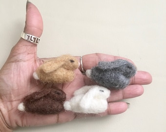 1 Needle Felted Bunny in Loaf Position. Chocolate, Gray, Tan Or White MADE TO ORDER