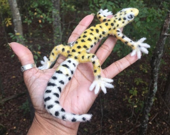 Needle Felted Leopard Gecko