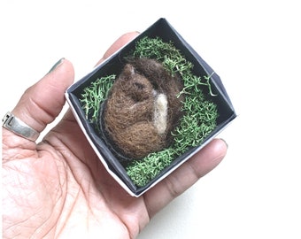 1 Needle Felted Sleeping Chipmunk  MADE TO ORDER