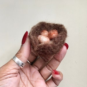 Needle Felted Carolina Wren Nest with 3 Eggs MADE TO ORDER