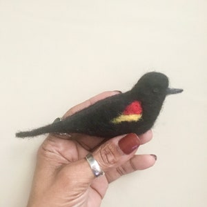 Needle Felted Red-Winged Blackbird MADE TO ORDER