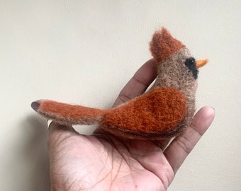Needle Felted Female Northern Cardinal MADE TO ORDER