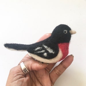 Needle Felted Rose Breasted Grosbeak Bird MADE TO ORDER