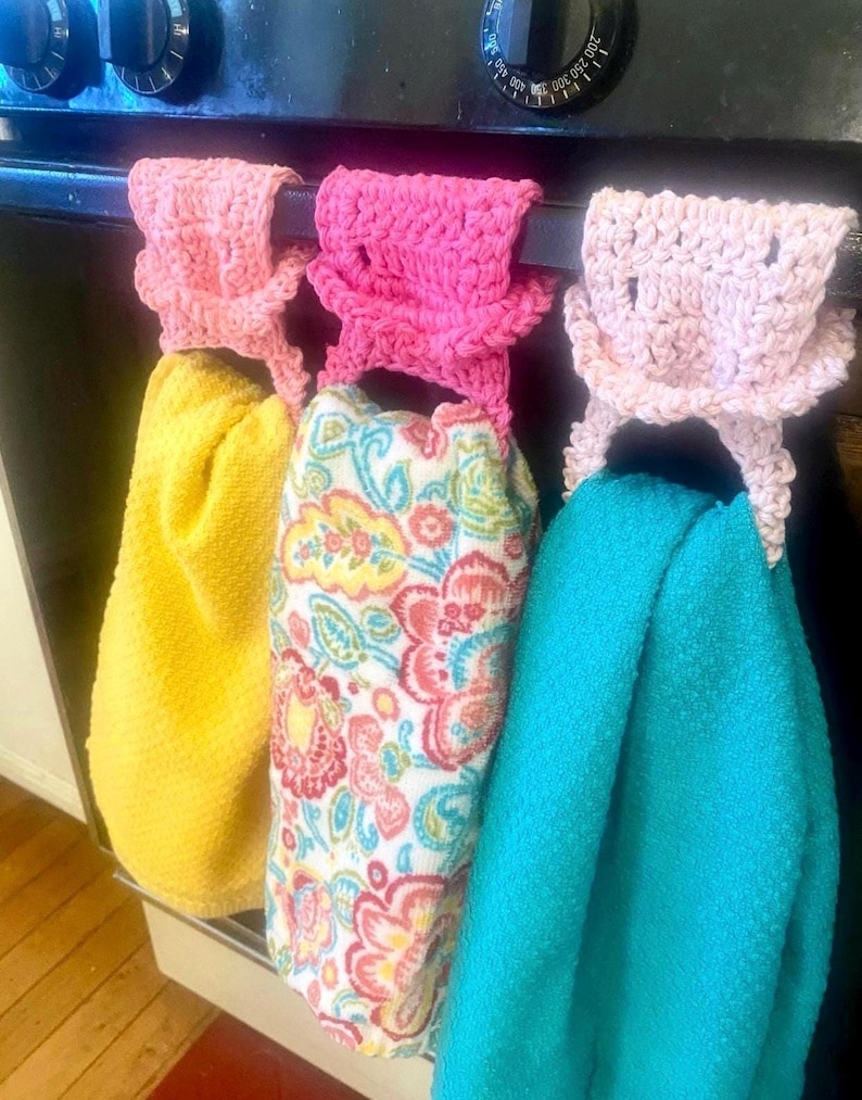 One Crochet Kitchen Towel Holder, Lots of Color Options - Made to Order image 12
