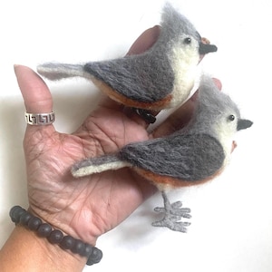 Needle Felted Tufted Titmouse, Legs Optional - MADE TO ORDER