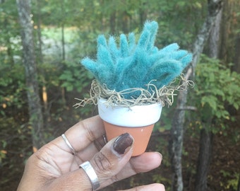 Needle Felted Teal Plant