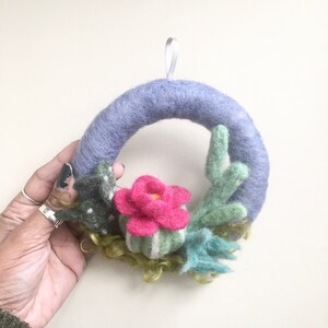 Needle Felted Succulent Cactus Wall Hanging