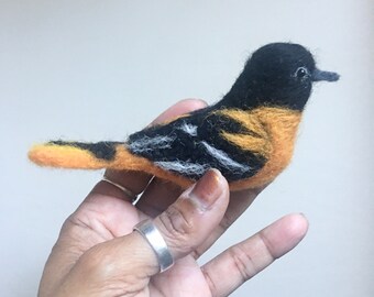 Needle Felted Baltimore Oriole Bird MADE TO ORDER