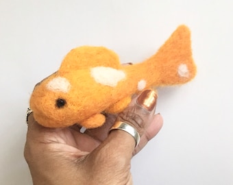 Needle Felted Marigold and White Koi Fish MADE TO ORDER