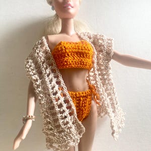 Crochet Doll Beach Outfit, Choose a Color - Made to Order