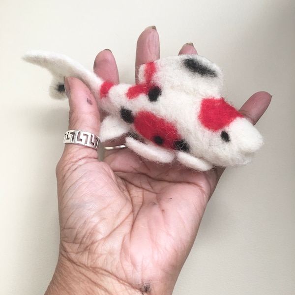 Needle Felted Koi Fish with Red and Black MADE TO ORDER