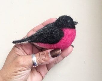 Needle Felted Australian Pink Robin MADE TO ORDER