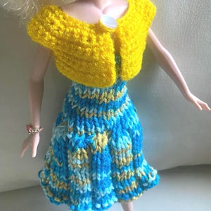 Knit Doll dress with Crochet Crop Jacket Set - Ready to Ship