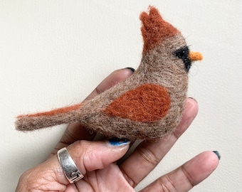 Needle Felted Female Cardinal MADE TO ORDER