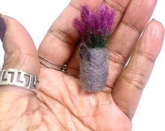 Needle Felted Tiny Pot of Lavender MADE To ORDER
