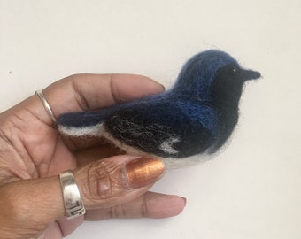 Needle Felted Black-throated Blue Backed Warbler MADE TO ORDER