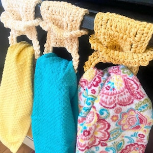 One Crochet Kitchen Towel Holder, Lots of Color Options - Made to Order image 14