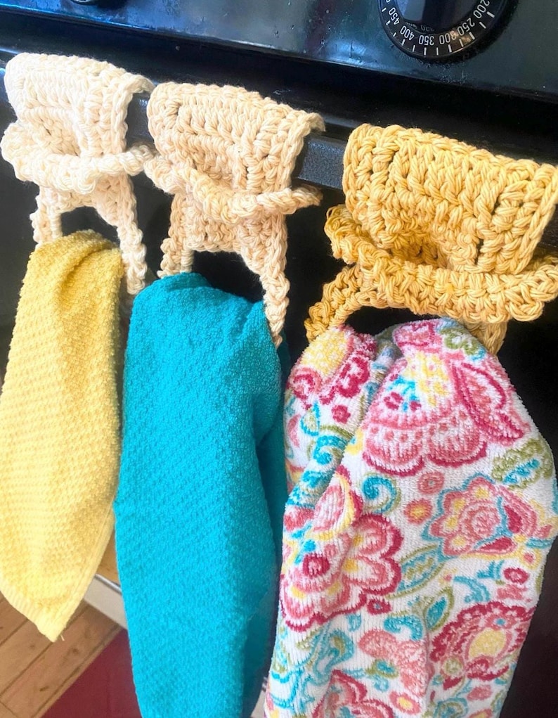 One Crochet Kitchen Towel Holder, Lots of Color Options - Made to Order image 14