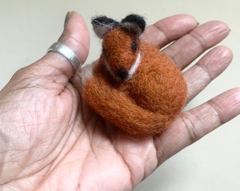 Needle Felted Sleepy Red Fox MADE TO ORDER