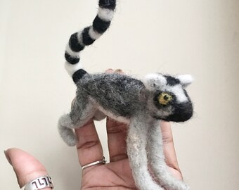 Needle Felted Ring Tailed Lemur MADE TO ORDER