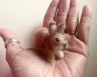 Needle Felted Brown Bunny  MADE TO ORDER