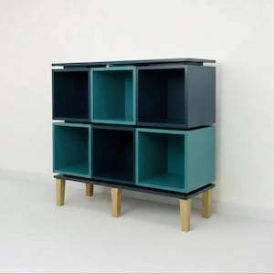 Modular Vinyl LP Record Storage 6 Cube Cabinet with Top Shelf and Stand