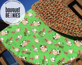 CROCHET PATTERN,Baby Blanket Crochet Pattern, Baby Afghan, Reversible Blanket, Reversible Blanket, Flannel Baby Blanket, Downloadable PDF
