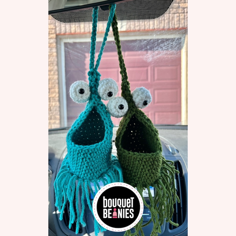 Mini Yip Yip Crochet, Car Mirror Hanging Accessories, Alien Gifts, Car Hanger, Coworker Gift, Friend Gift, Yip Yip Car Hanger, Alien Decal image 6