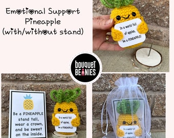 Emotional Support Pineapple, Pineapple Gifts, Pineapple Stuffed Animal, Coworker Gift, Friend Gifts, Pick me up Gift, Positive Affirmation