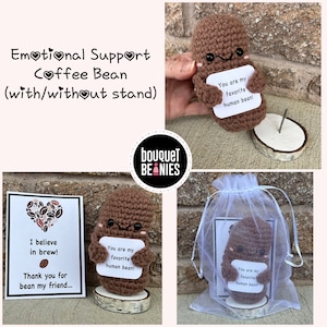 Emotional Support Coffee Bean, Coffee Bean Gift, Coffee Bean Stuffy Animal, Coworker Gift, Friend Gift, Pick me up, Positive Affirmation