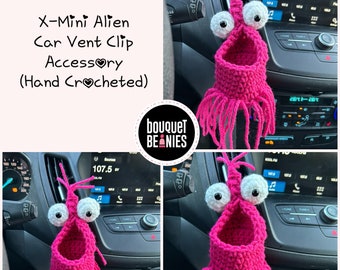 X-Mini Yip Yip Crochet, Car Vent Accessories, Alien Gifts, Car Hanger, Coworker Gift, Friend Gift, Yip Yip Car Hanger, Alien Decal, Car Vent