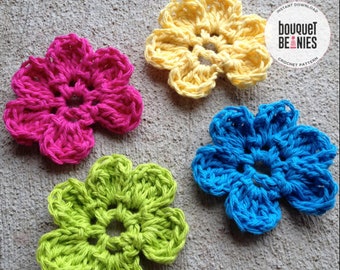 CROCHET PATTERN, Set of 3, Crochet Flower Pattern, Daisy Crochet, Daffodil Pattern, Crochet Flower Bouquet, Flower Applique, Flower Motif