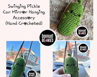 Emotional Support Pickle, Car Mirror Hanging Accessories, Car Decal, Pickle Gift, Pickle Stuffed, Coworker Gift,Friend Gift,Swinging Crochet