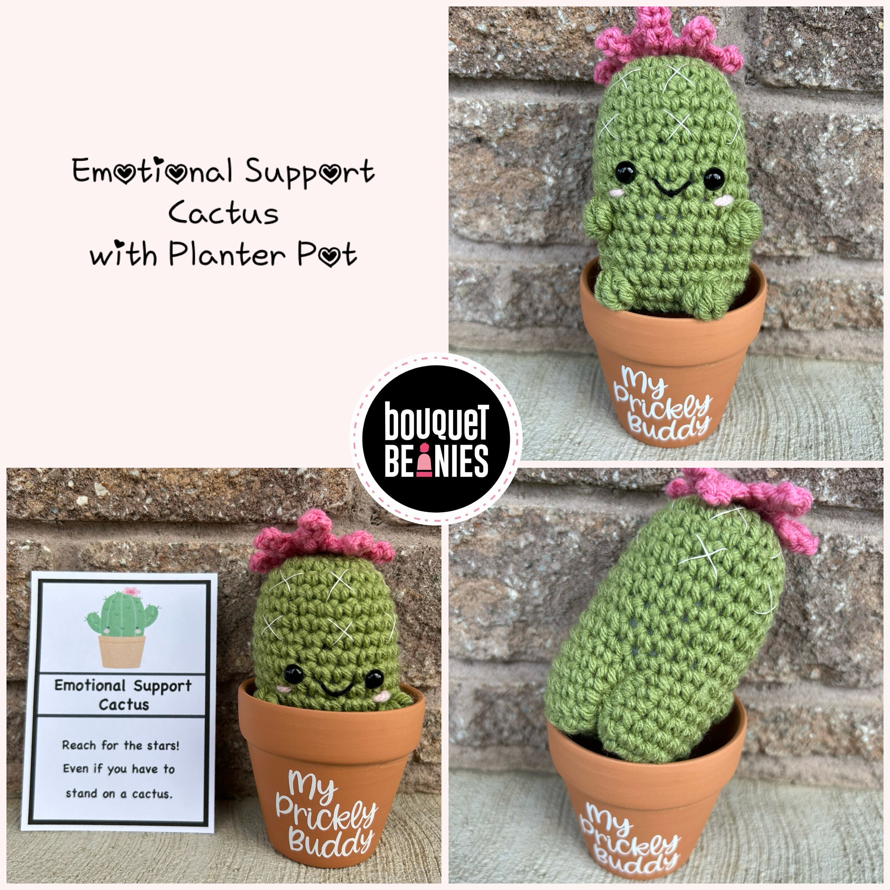 Emotional Support Cactus, Flower Pot, Plant Stuffed Animal